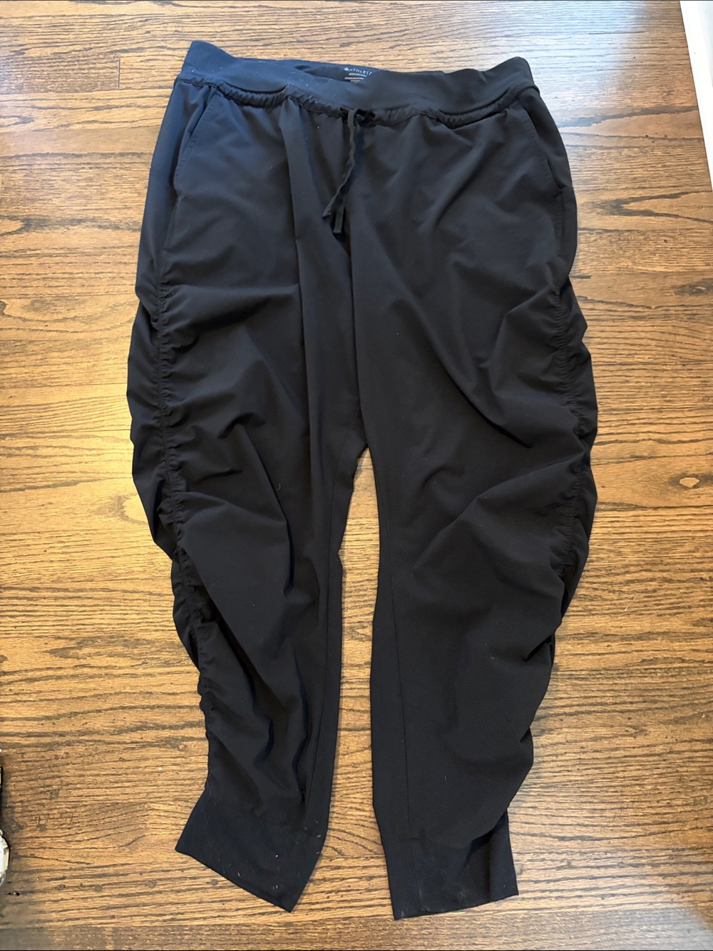Athleta Black Ruched Track Joggers